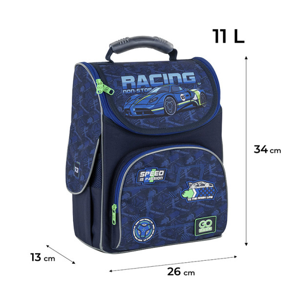 Рюкзак для школи каркасний GoPack Education Racing GO25-5001S-6  подарунок ланчбокс та олівці  (на зріст дитини 115-130 см)