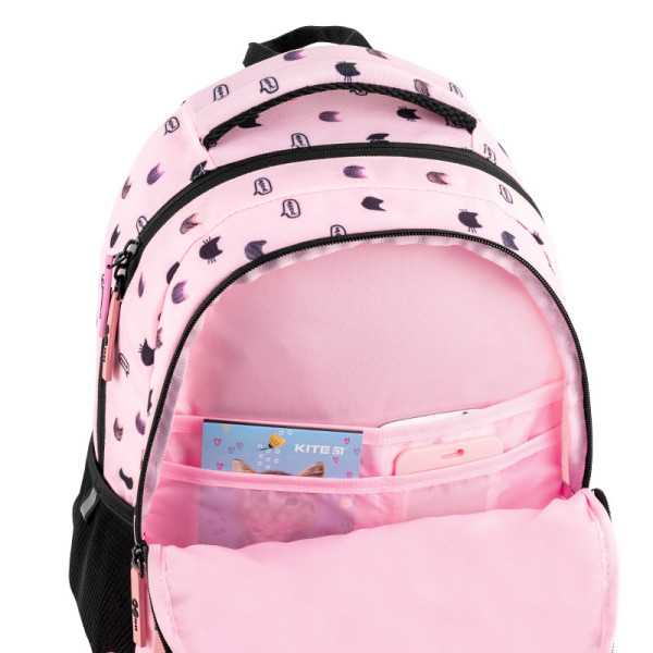 Рюкзак шкільний GoPack Education Meow Cats GO26-175M-1  подарунок пляшка Kite  (на зріст дитини 130 — 145 см)