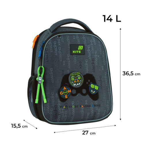 Рюкзак шкільний каркасний Kite Good Game K26-555S-5  подарунок олівці та ланчбокс зовнішні габарити 36,5x27x15,5