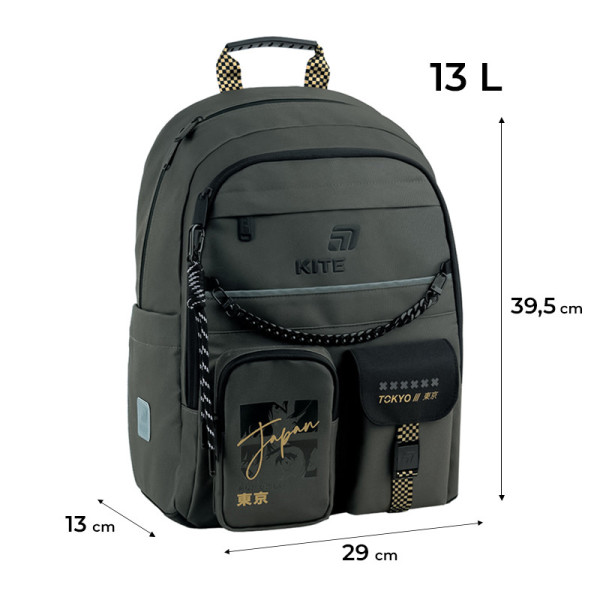 Шкільний рюкзак Kite Tokyo Vibe K26-584M-4  подарунок ланчбокс та олівці  зовнішні габарити 39,5x29x13