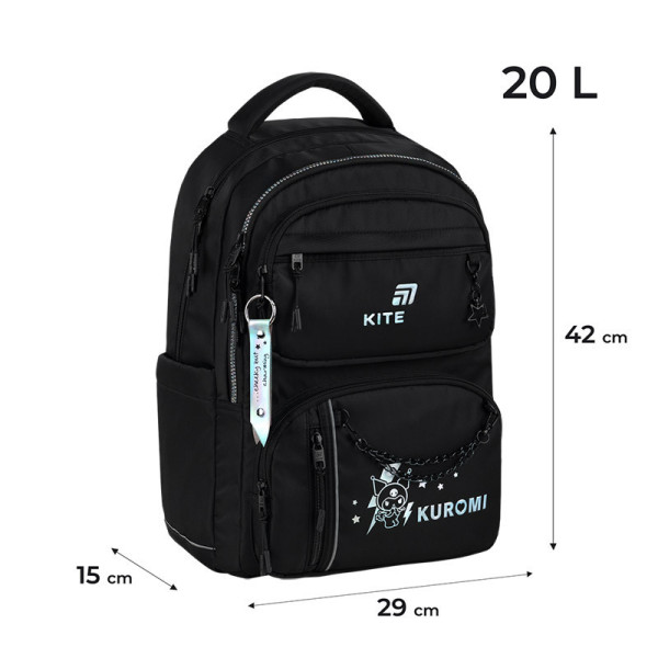 Рюкзак Kite Education teens Kuromi HK26-2594M  подарунок термос  (на зріст дитини 130-145 см)