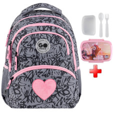 Рюкзак для школи GoPack Fluffy Heart GO26-175M-4 подарунок ланчбокс Kite з наповненням