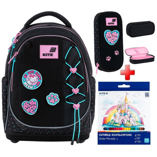 Шкільний рюкзак Kite Pretty Kitty K26-724S-1  подарунок олівці та пенал  зовнішні габарити 36x27x16