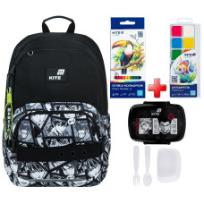 Шкільний рюкзак Kite Anime Boy K26-585M-5  подарунок ланчбокс, фарби та олівці  зовнішні габарити 40x29x14