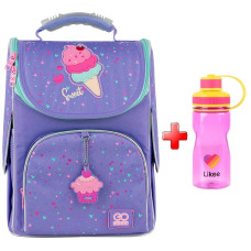 Рюкзак шкільний каркасний GoPack Summer Ice Cream GO25-5001S-2  подарунок пляшка Kite  34x26x13 фіолетовий