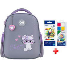 Рюкзак для школи напівкаркасний GoPack Cute Kitty GO26-165S-3  подарунок фарби та олівці  (на зріст дитини 115-130 см)