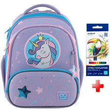 Рюкзак для школи каркасний GoPack Education Fairytale Unicorn GO25-597M-3  подарунок олівці  (на зріст дитини 130-145 см)